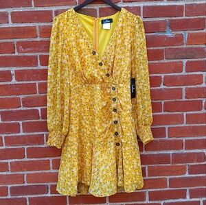 Yellow floral NWT Lulu's baby doll dress
